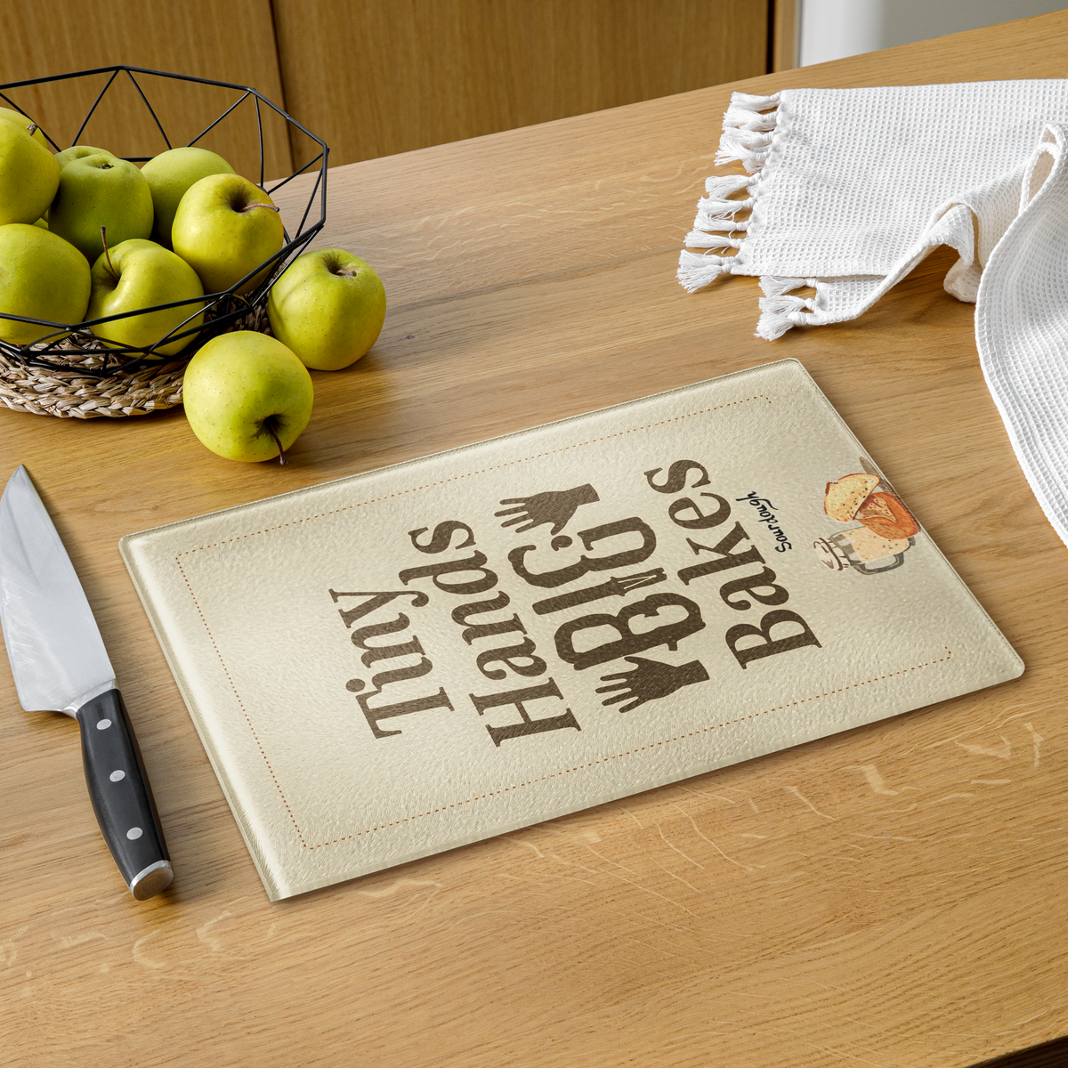 Tiny Hands, Big Bakes Glass Cutting Board Kitchen & Baking Gear > Cutting Boards ZomaModa