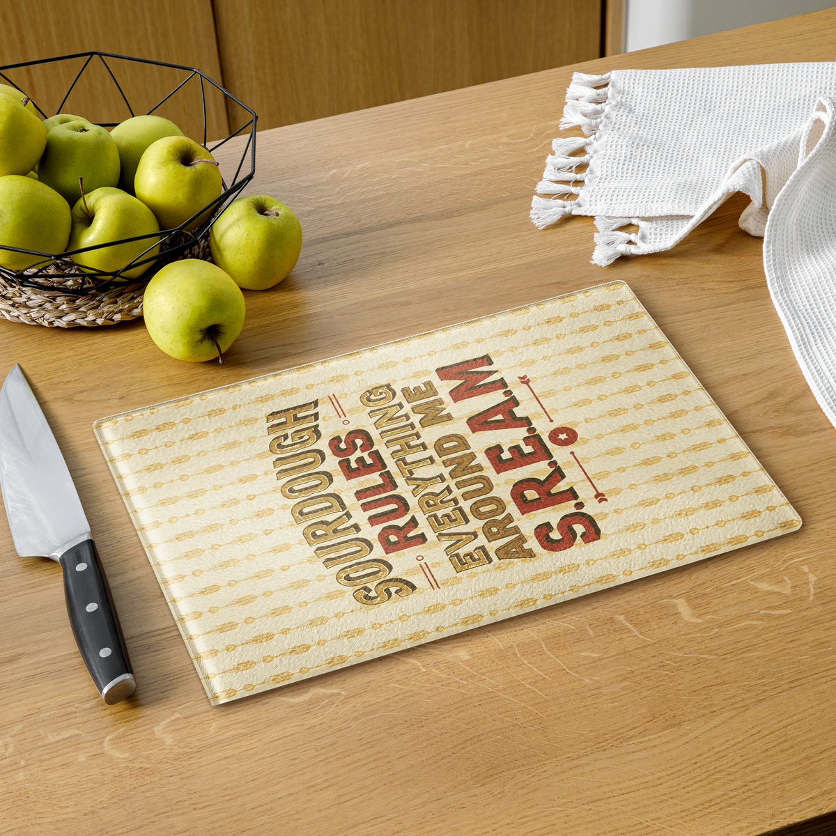 Sourdough Rules Everything Around Me (S.R.E.A.M.) Glass Cutting Board Kitchen & Baking Gear > Cutting Boards ZomaModa