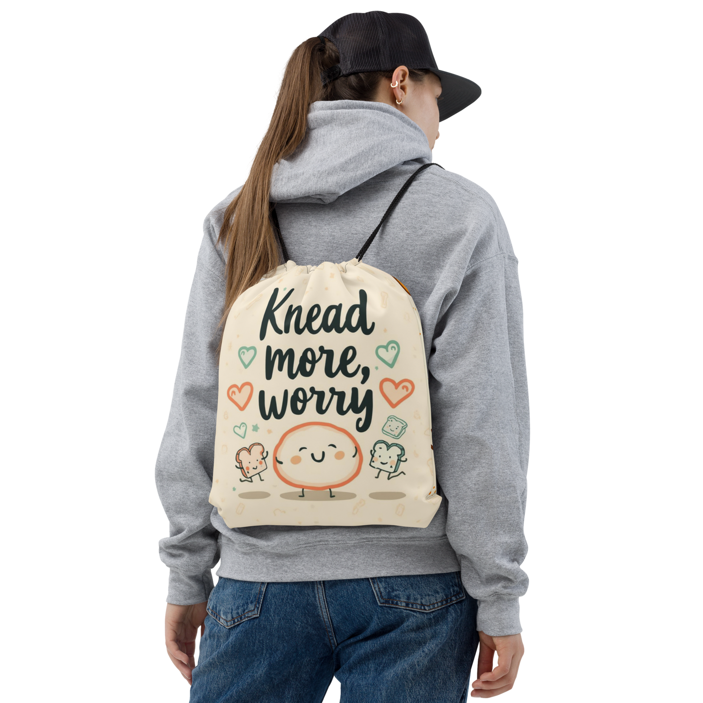 Knead More, Worry Less | Drawstring bag Bags & Accessories > Drawstring Bags ZomaModa