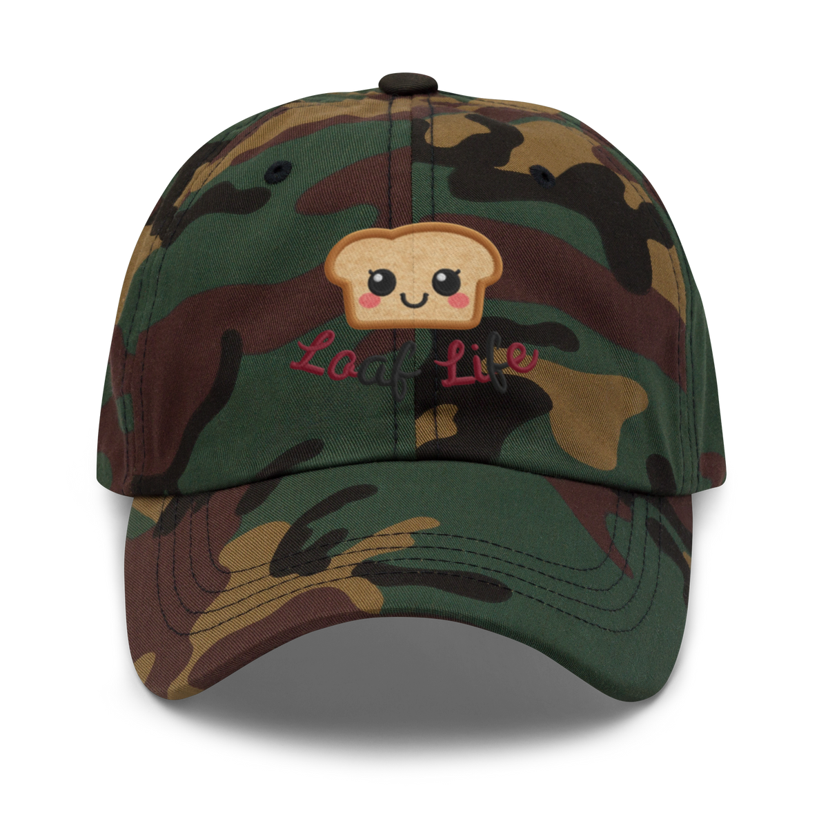 Bread Loaf Smiley V3 | Dad hat Green Camo Apparel > Hats & Caps ZomaModa