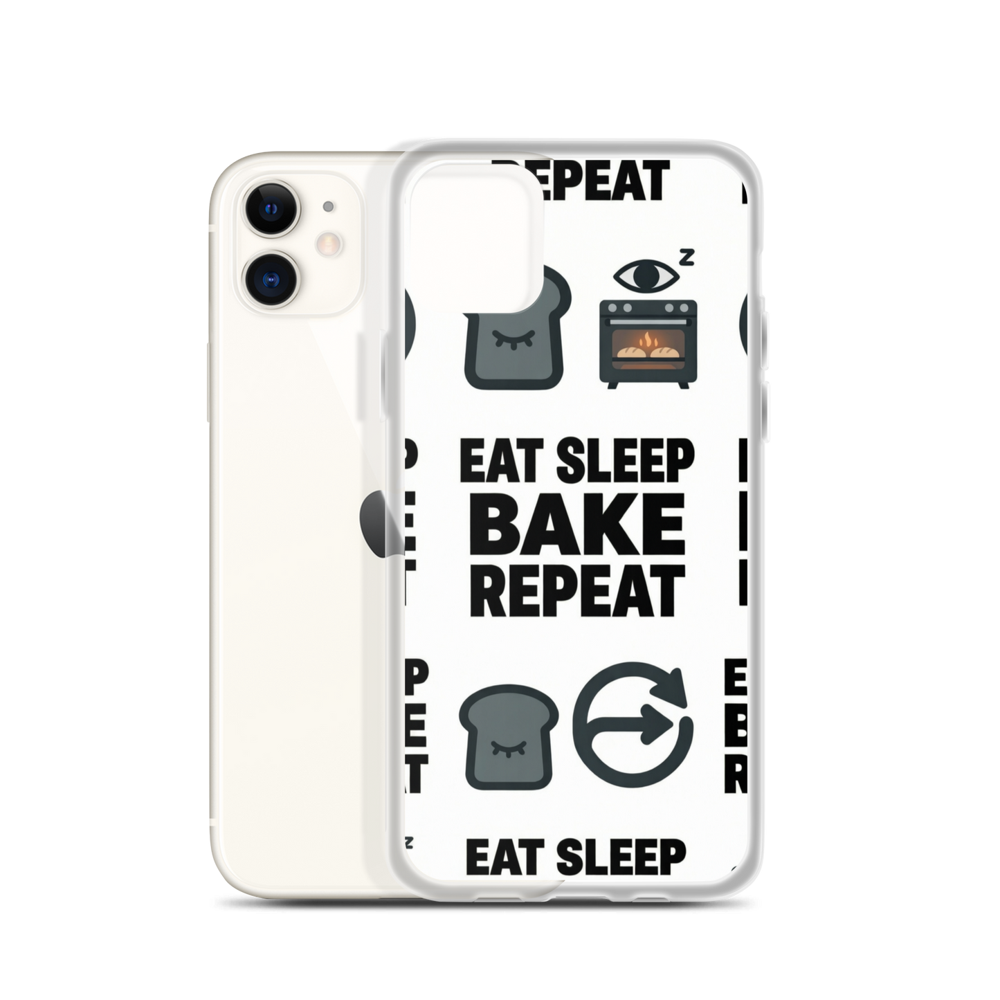 Eat Sleep Bake Repeat Clear Case for iPhone® iPhone 11 Bags & Accessories > Phone Cases ZomaModa