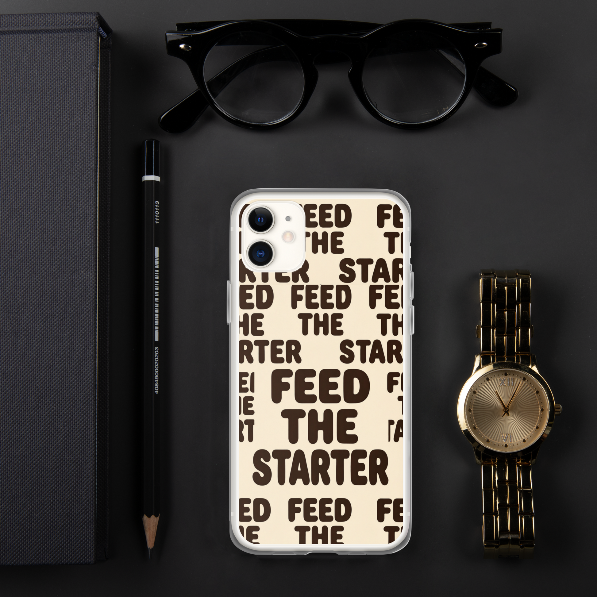 Feed the Starter Repeating Text Clear Case for iPhone® Bags & Accessories > Phone Cases ZomaModa