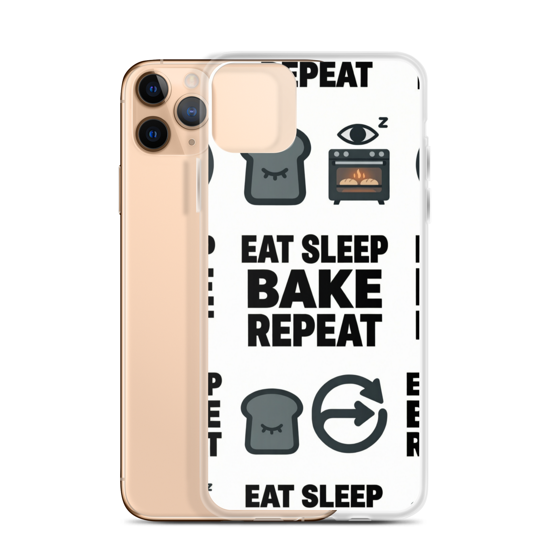 Eat Sleep Bake Repeat Clear Case for iPhone® iPhone 11 Pro Max Bags & Accessories > Phone Cases ZomaModa