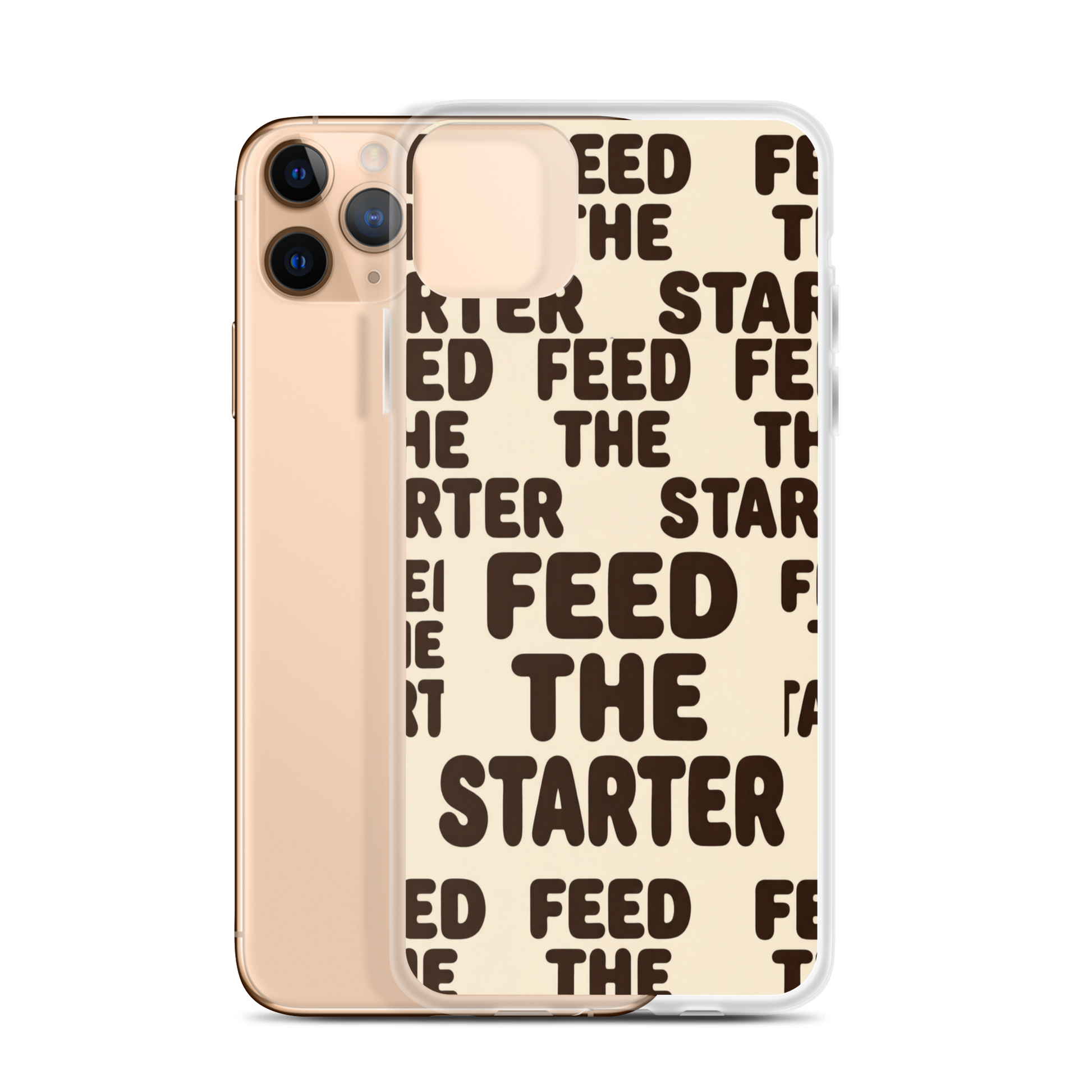 Feed the Starter Repeating Text Clear Case for iPhone® iPhone 11 Pro Max Bags & Accessories > Phone Cases ZomaModa