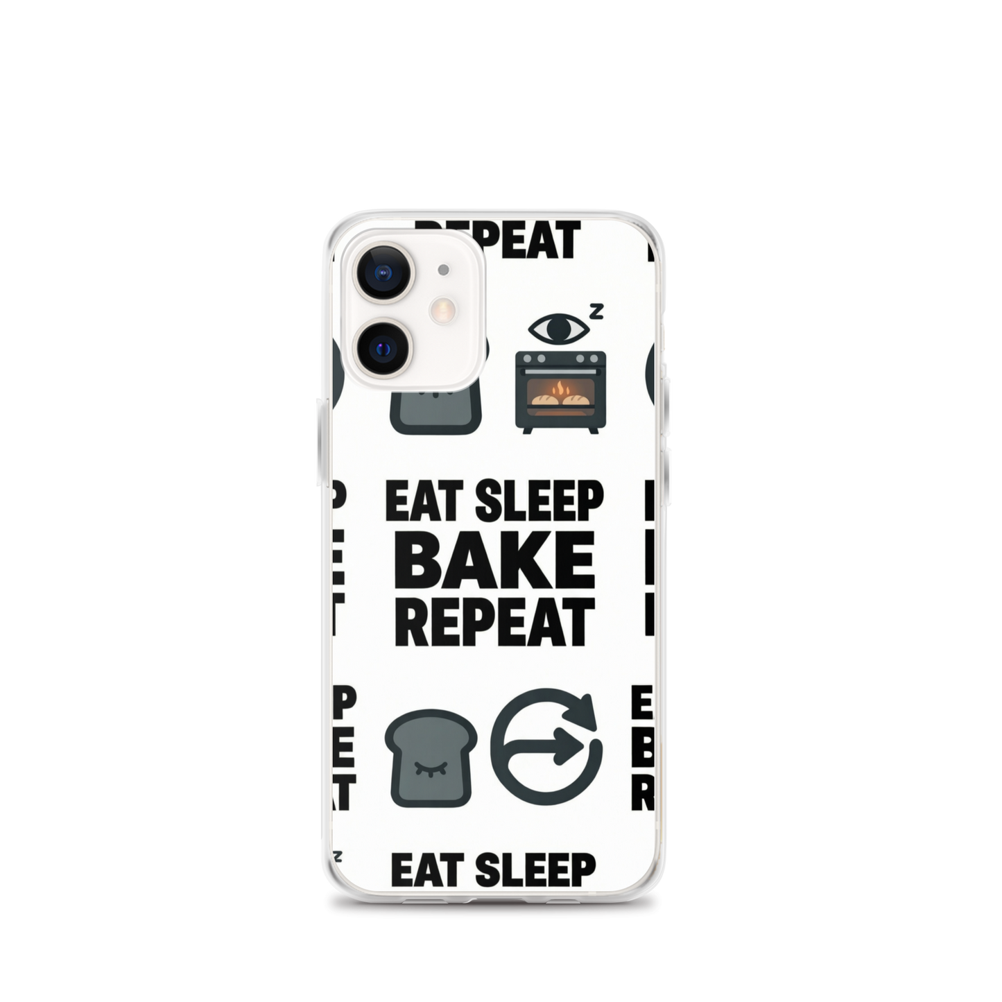 Eat Sleep Bake Repeat Clear Case for iPhone® iPhone 12 mini Bags & Accessories > Phone Cases ZomaModa