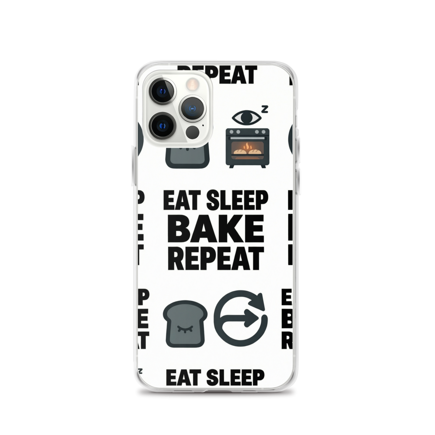 Eat Sleep Bake Repeat Clear Case for iPhone® iPhone 12 Pro Bags & Accessories > Phone Cases ZomaModa