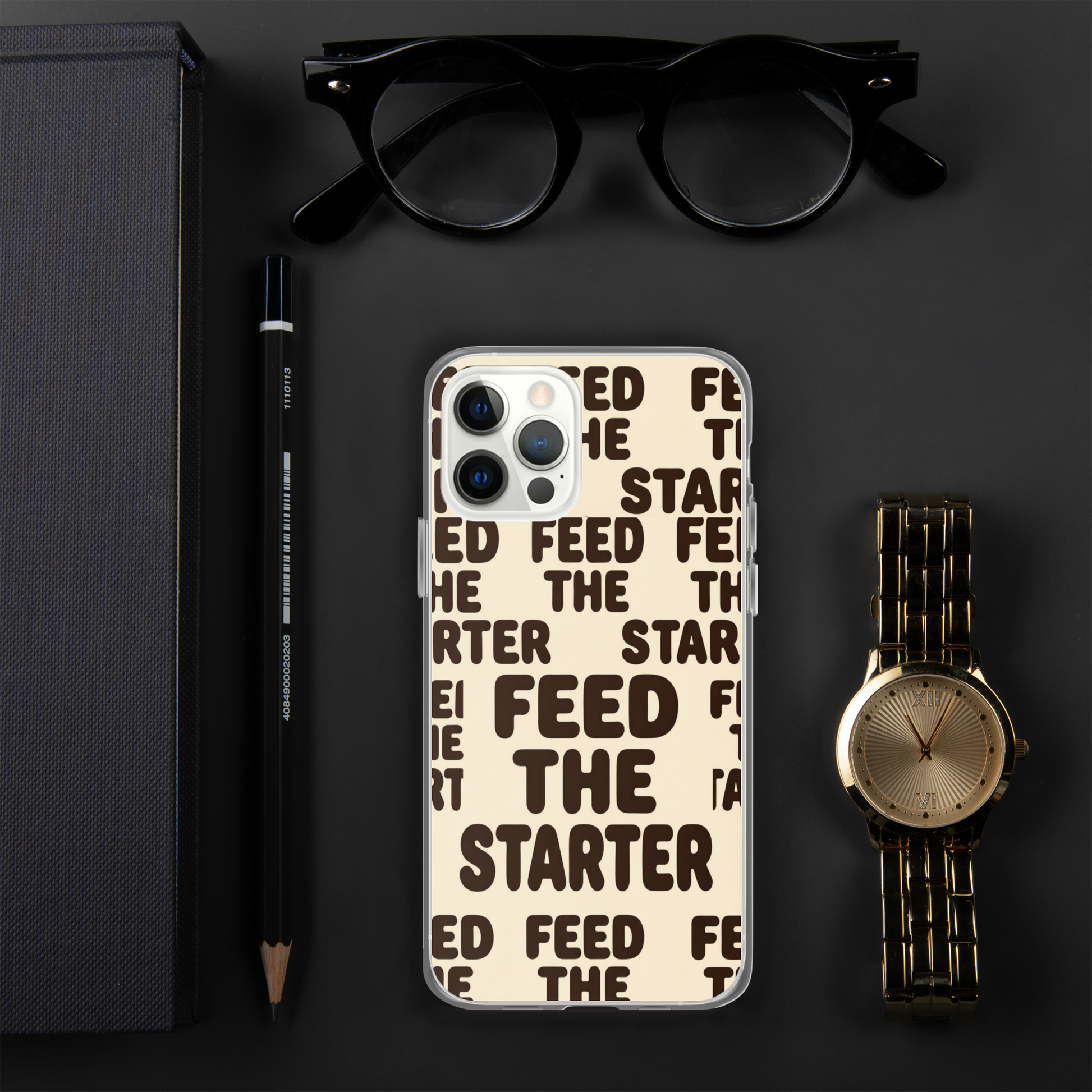 Feed the Starter Repeating Text Clear Case for iPhone® Bags & Accessories > Phone Cases ZomaModa