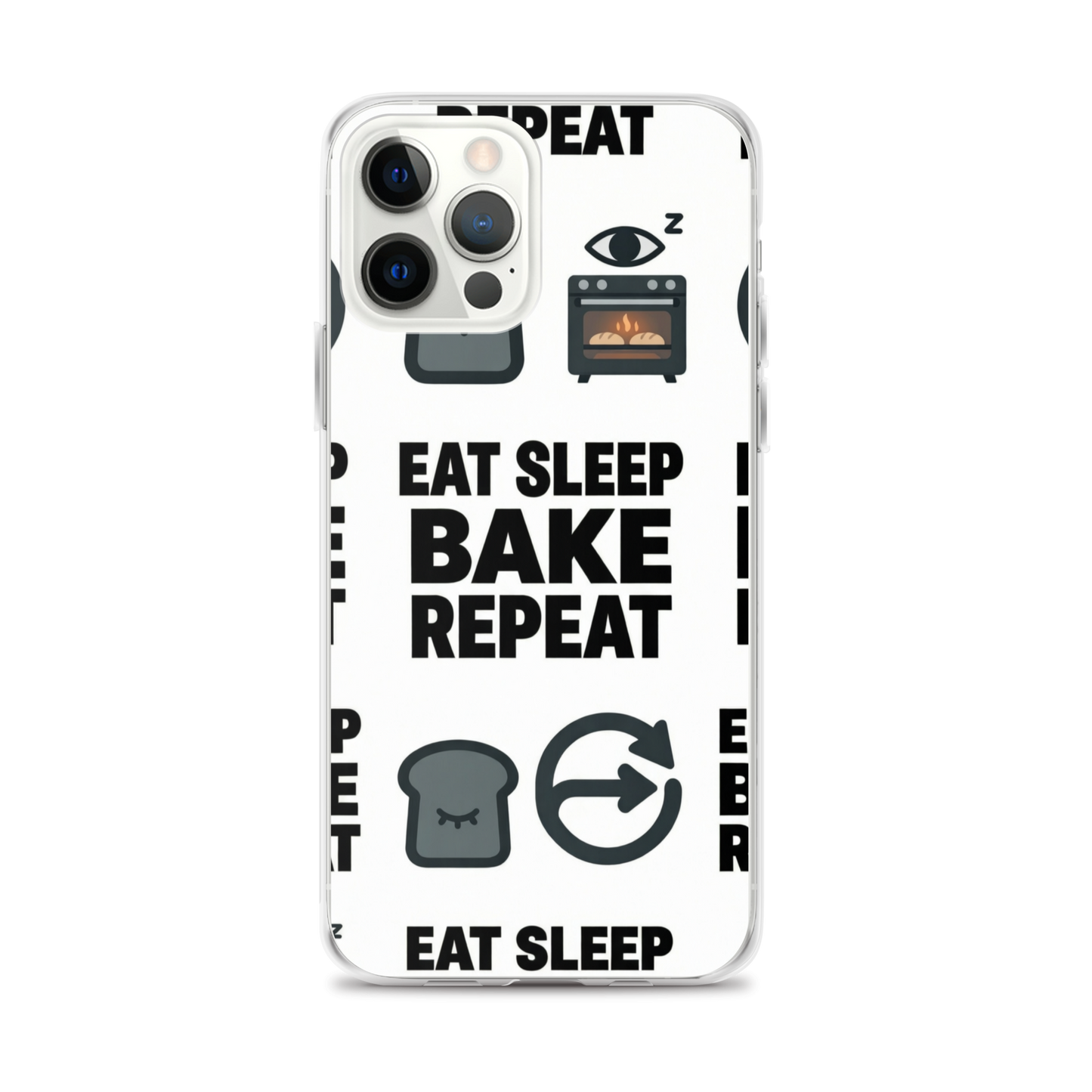 Eat Sleep Bake Repeat Clear Case for iPhone® iPhone 12 Pro Max Bags & Accessories > Phone Cases ZomaModa