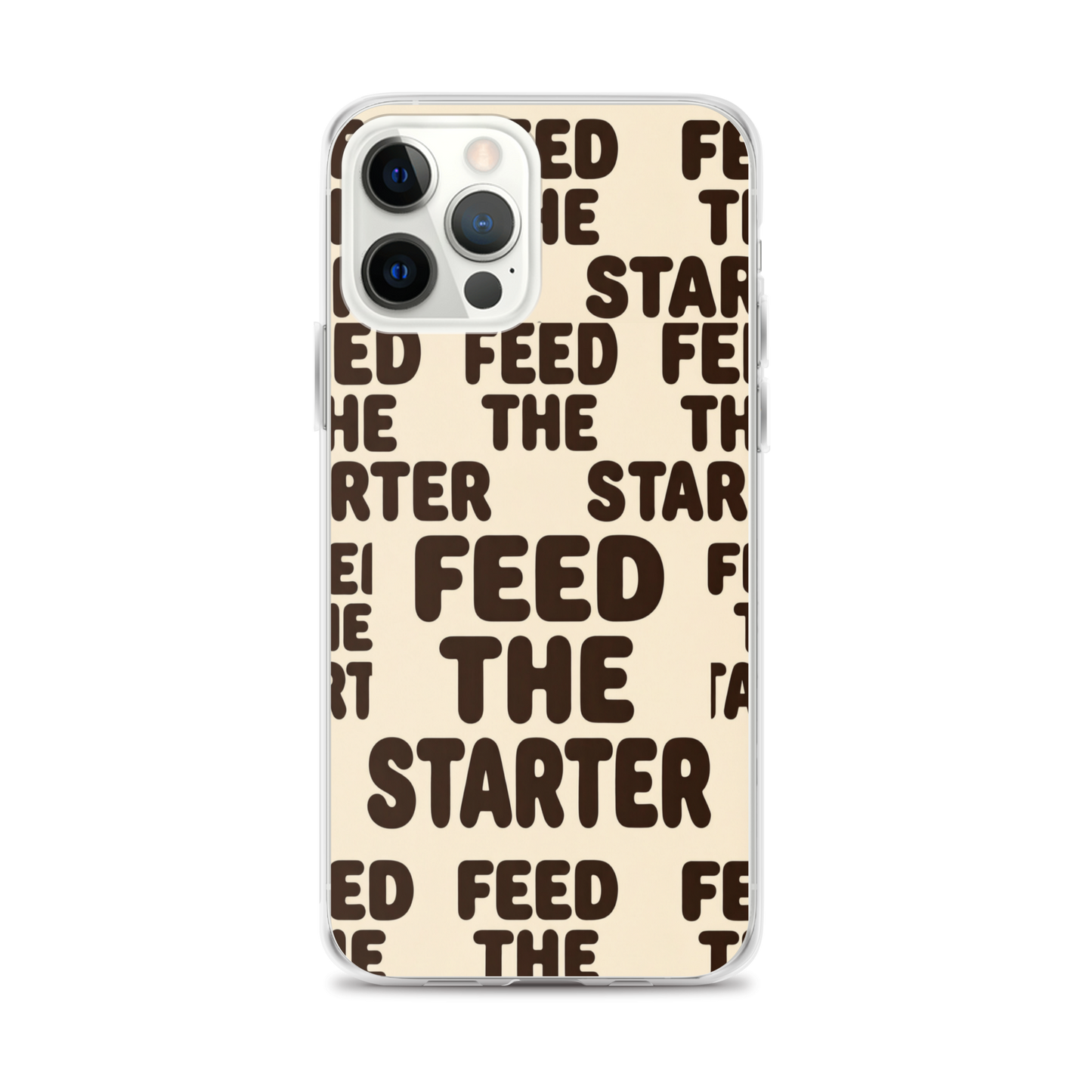 Feed the Starter Repeating Text Clear Case for iPhone® iPhone 12 Pro Max Bags & Accessories > Phone Cases ZomaModa