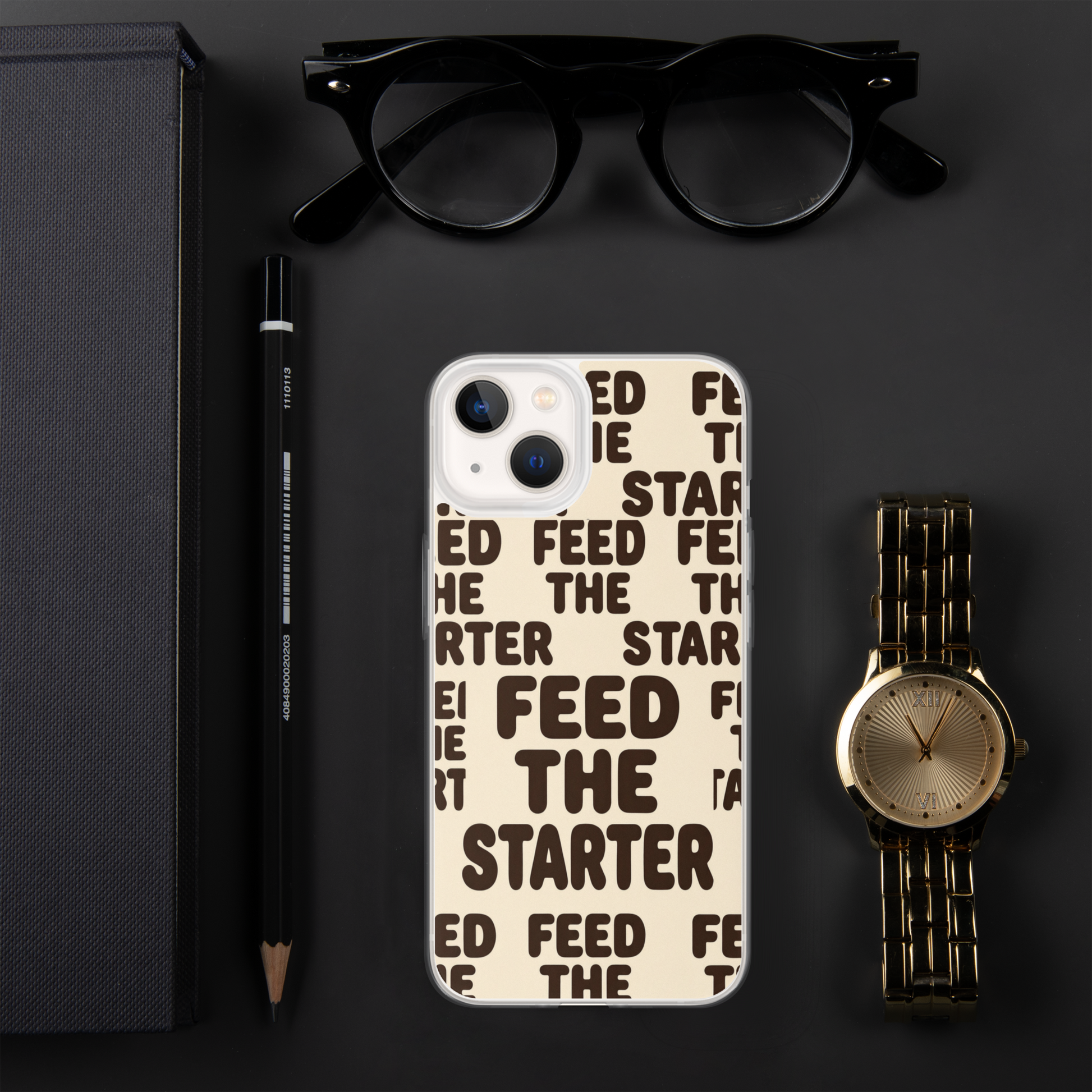Feed the Starter Repeating Text Clear Case for iPhone® Bags & Accessories > Phone Cases ZomaModa