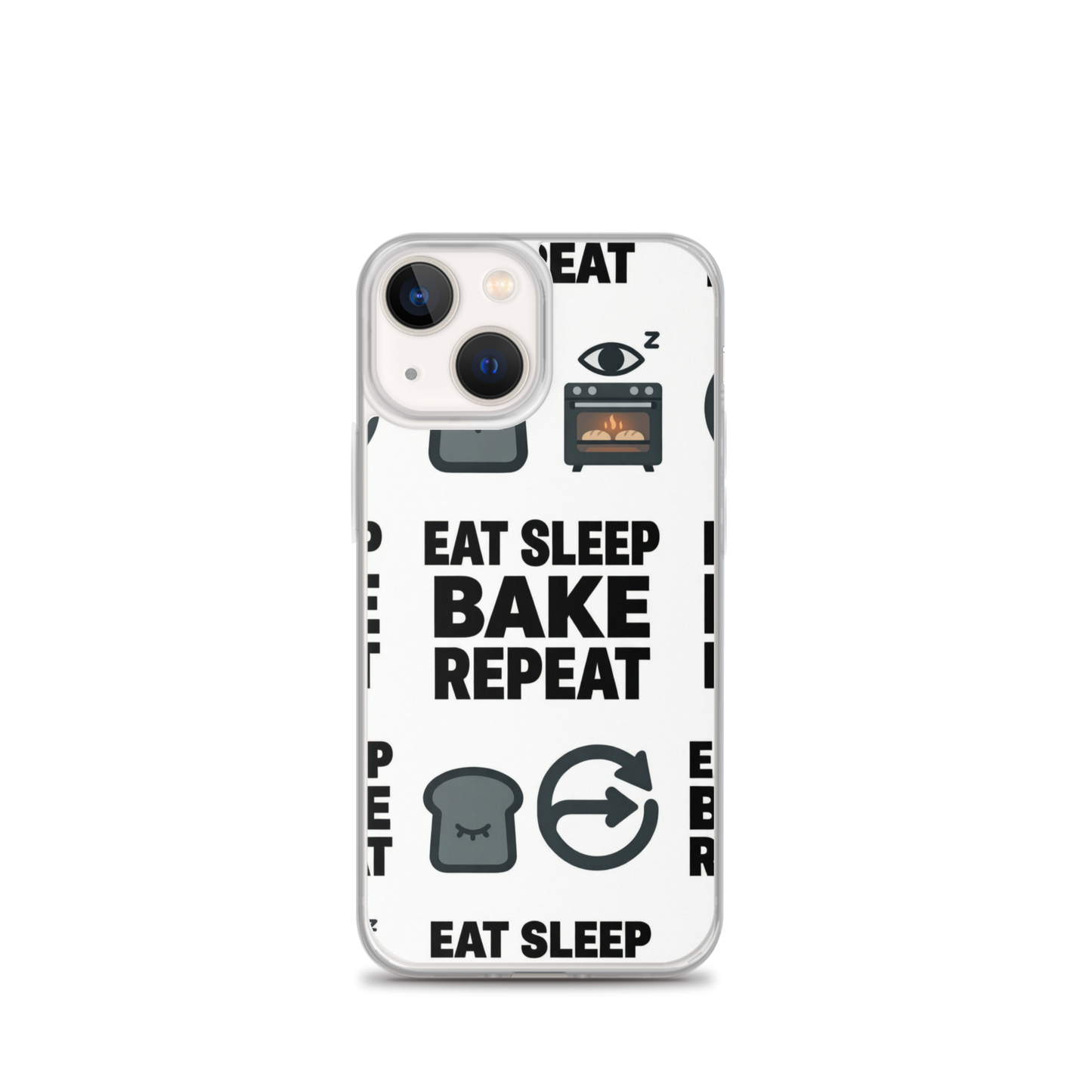 Eat Sleep Bake Repeat Clear Case for iPhone® iPhone 13 mini Bags & Accessories > Phone Cases ZomaModa