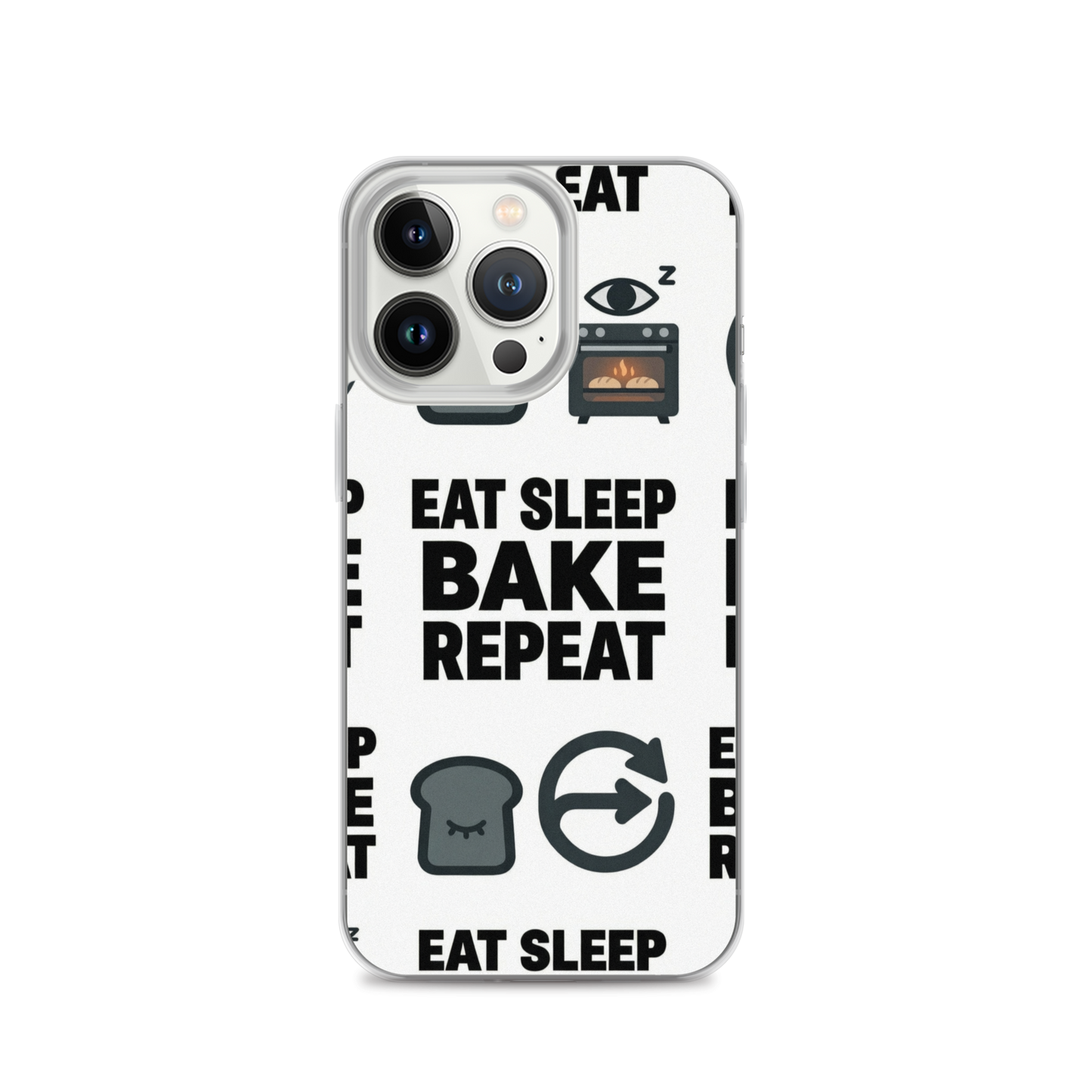 Eat Sleep Bake Repeat Clear Case for iPhone® iPhone 13 Pro Bags & Accessories > Phone Cases ZomaModa