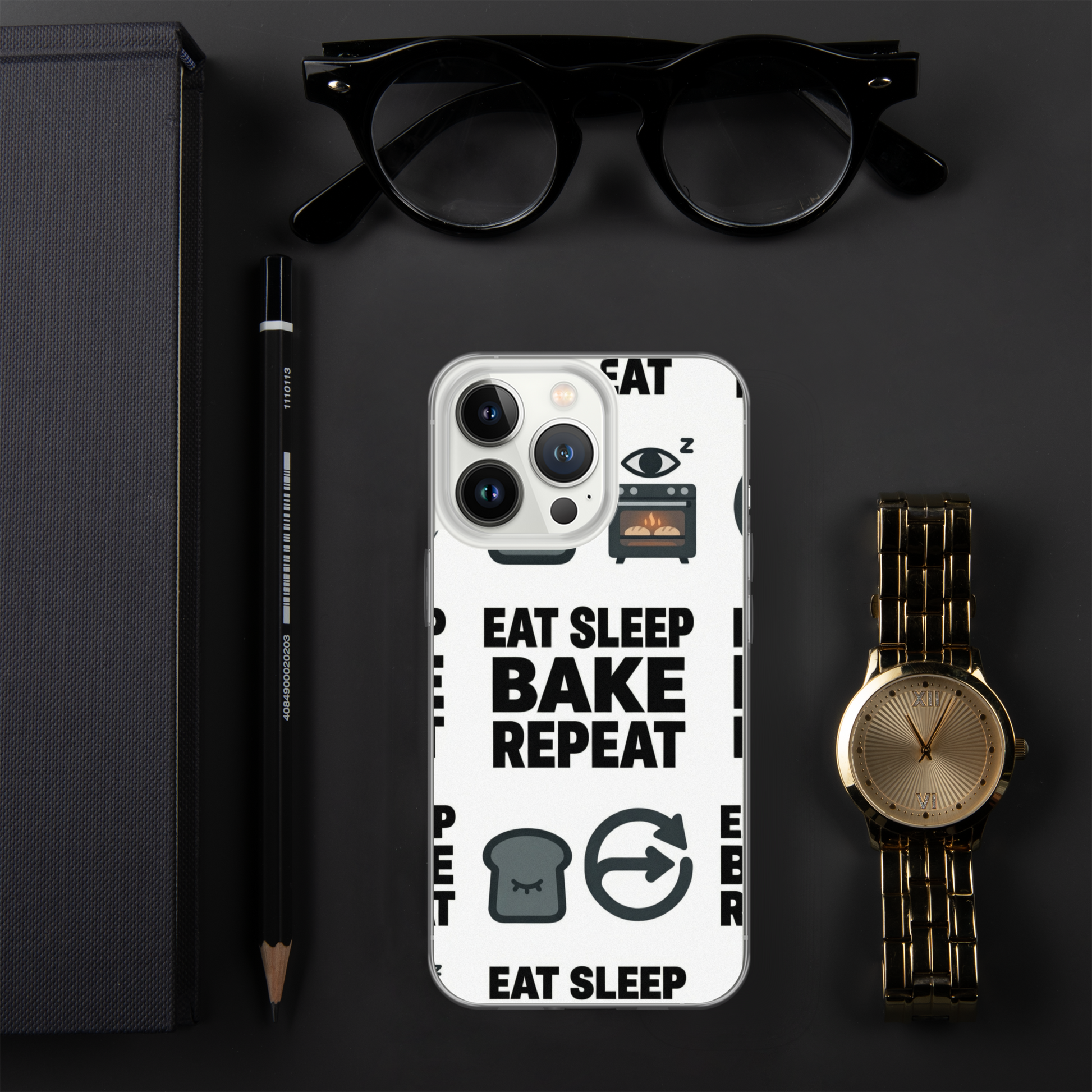Eat Sleep Bake Repeat Clear Case for iPhone® Bags & Accessories > Phone Cases ZomaModa