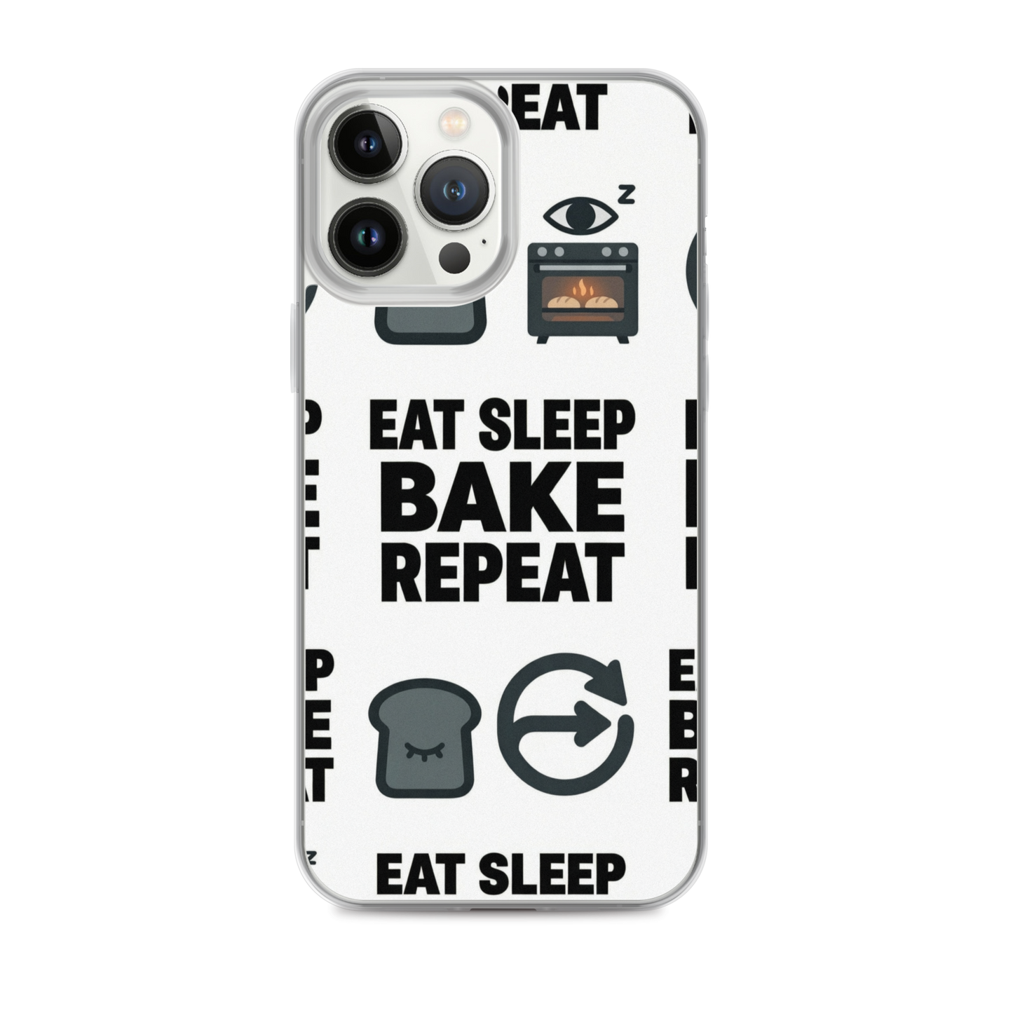 Eat Sleep Bake Repeat Clear Case for iPhone® iPhone 13 Pro Max Bags & Accessories > Phone Cases ZomaModa