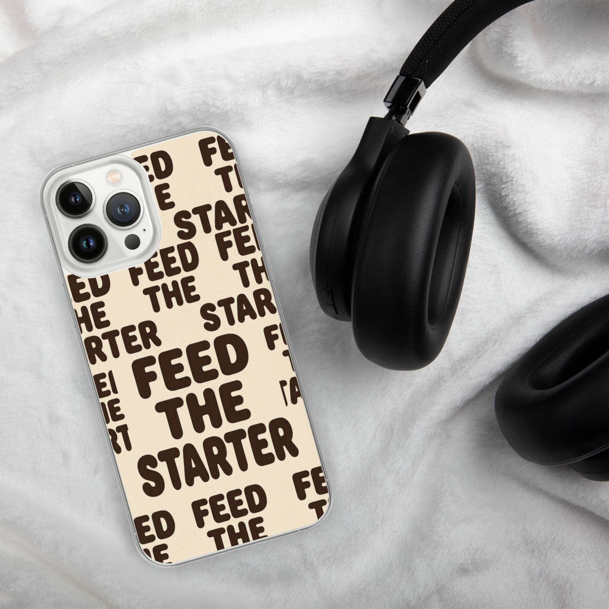 Feed the Starter Repeating Text Clear Case for iPhone® Bags & Accessories > Phone Cases ZomaModa