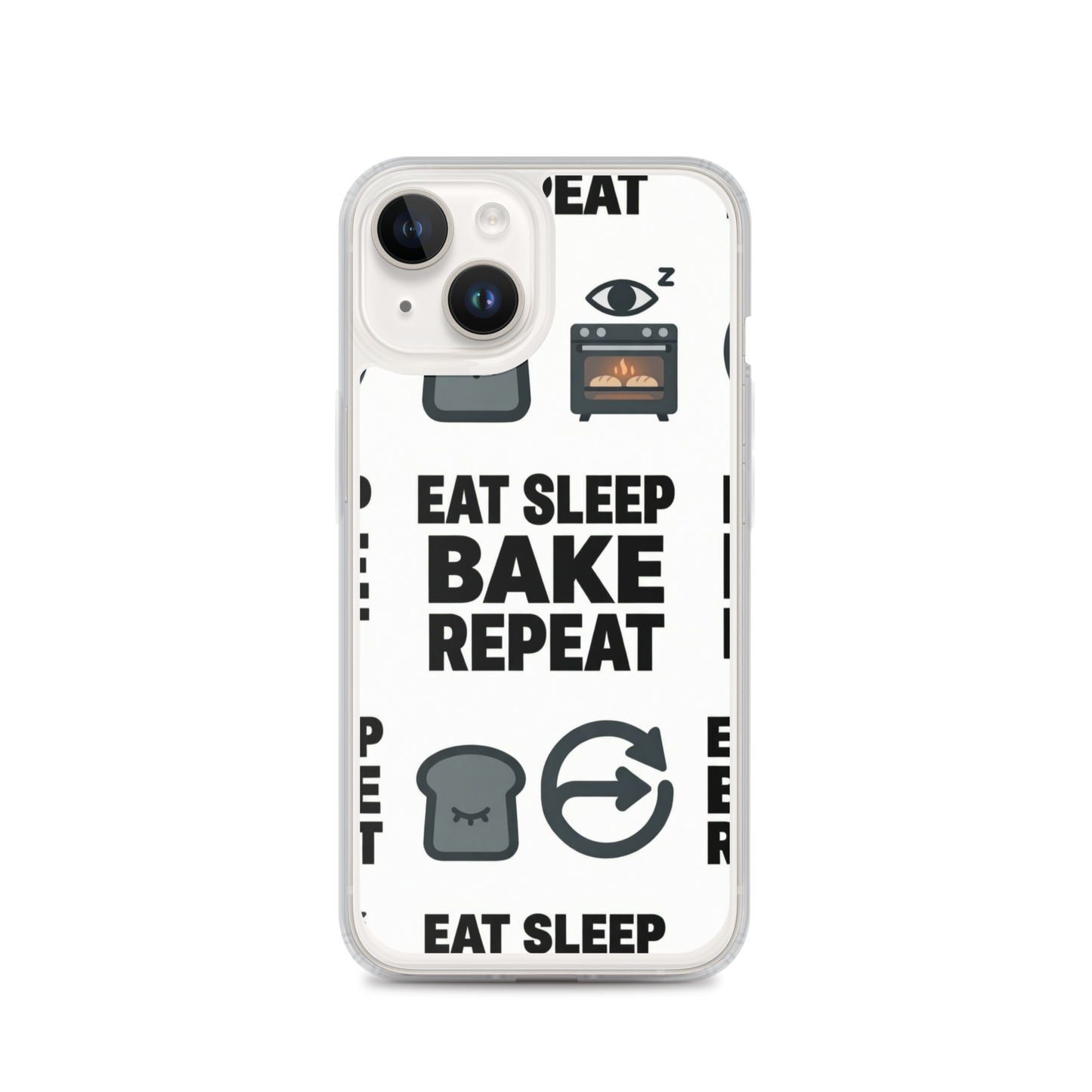 Eat Sleep Bake Repeat Clear Case for iPhone® iPhone 14 Bags & Accessories > Phone Cases ZomaModa