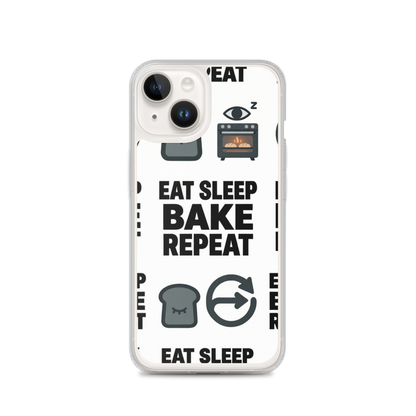 Eat Sleep Bake Repeat Clear Case for iPhone® iPhone 14 Bags & Accessories > Phone Cases ZomaModa