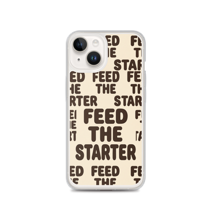 Feed the Starter Repeating Text Clear Case for iPhone® iPhone 14 Bags & Accessories > Phone Cases ZomaModa
