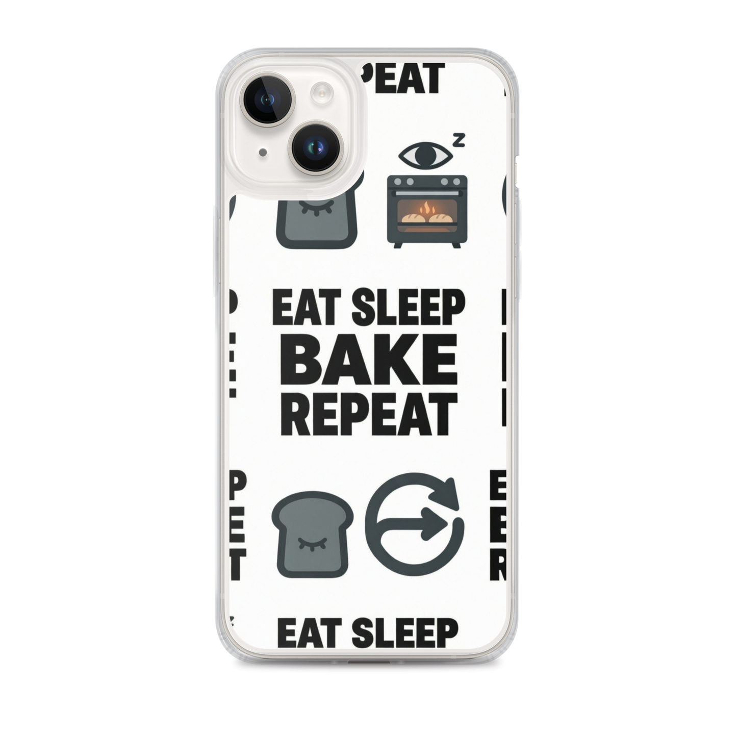 Eat Sleep Bake Repeat Clear Case for iPhone® iPhone 14 Plus Bags & Accessories > Phone Cases ZomaModa