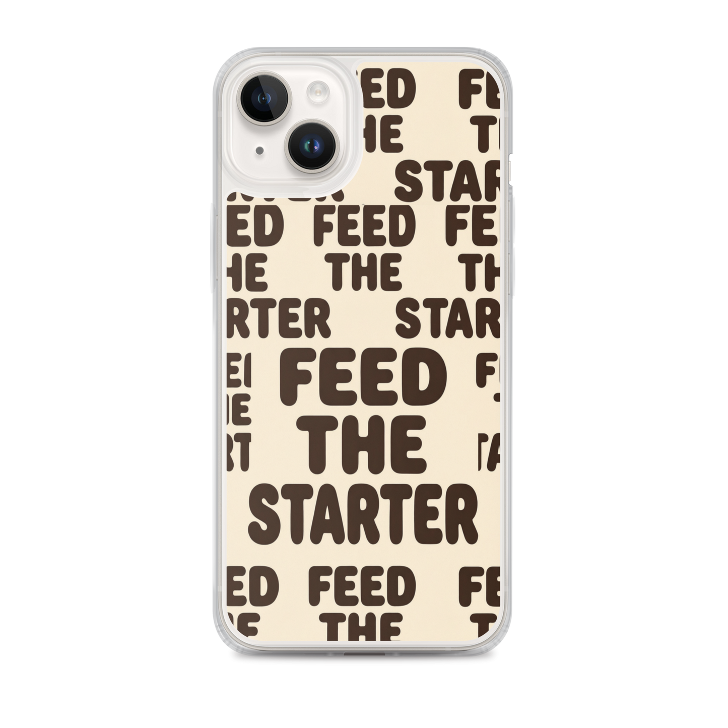 Feed the Starter Repeating Text Clear Case for iPhone® iPhone 14 Plus Bags & Accessories > Phone Cases ZomaModa