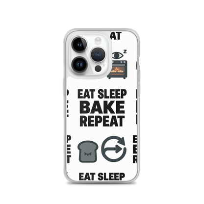 Eat Sleep Bake Repeat Clear Case for iPhone® iPhone 14 Pro Bags & Accessories > Phone Cases ZomaModa