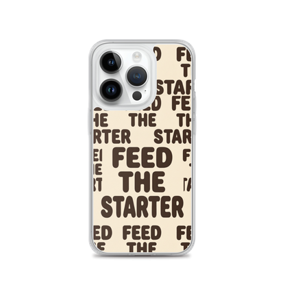 Feed the Starter Repeating Text Clear Case for iPhone® iPhone 14 Pro Bags & Accessories > Phone Cases ZomaModa
