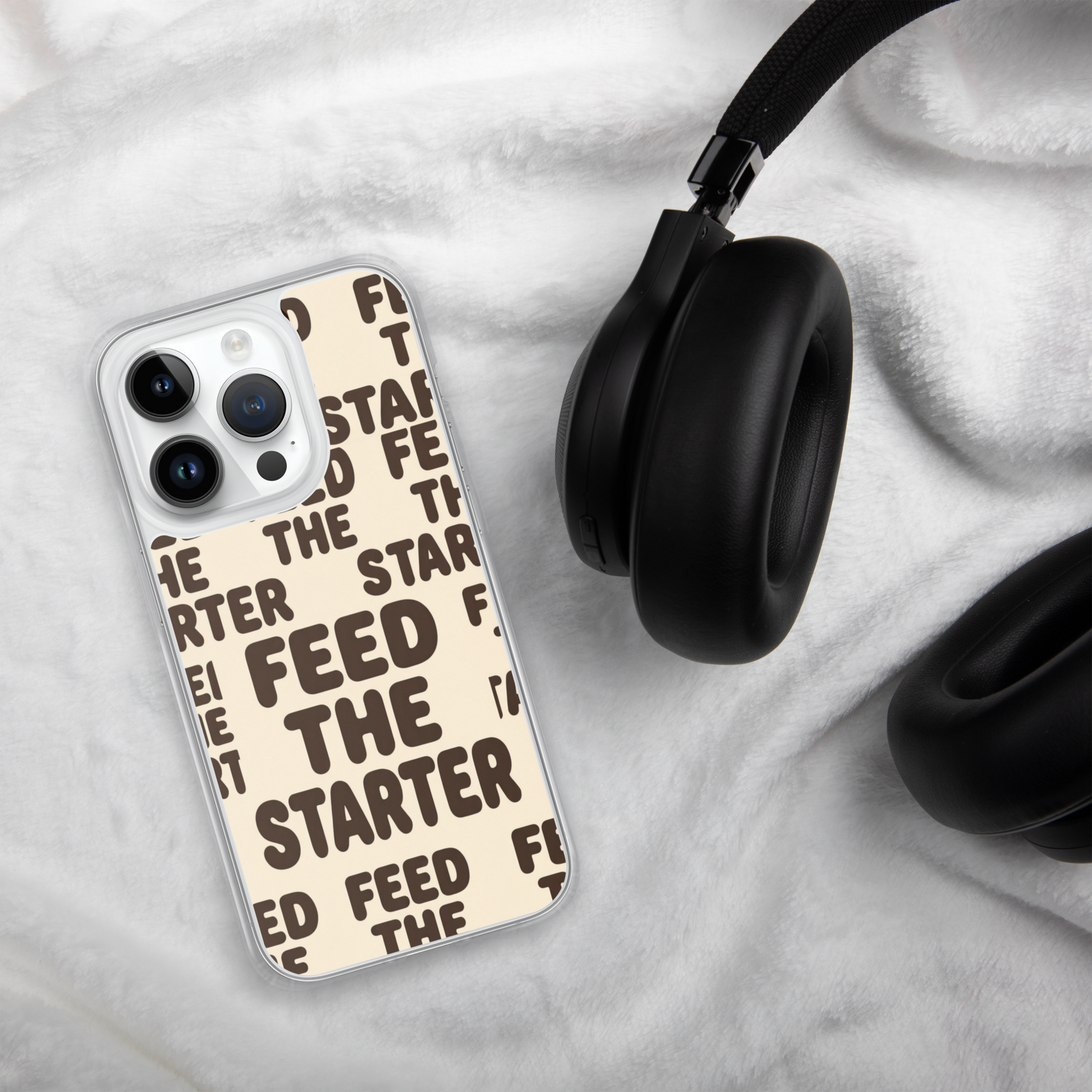 Feed the Starter Repeating Text Clear Case for iPhone® Bags & Accessories > Phone Cases ZomaModa