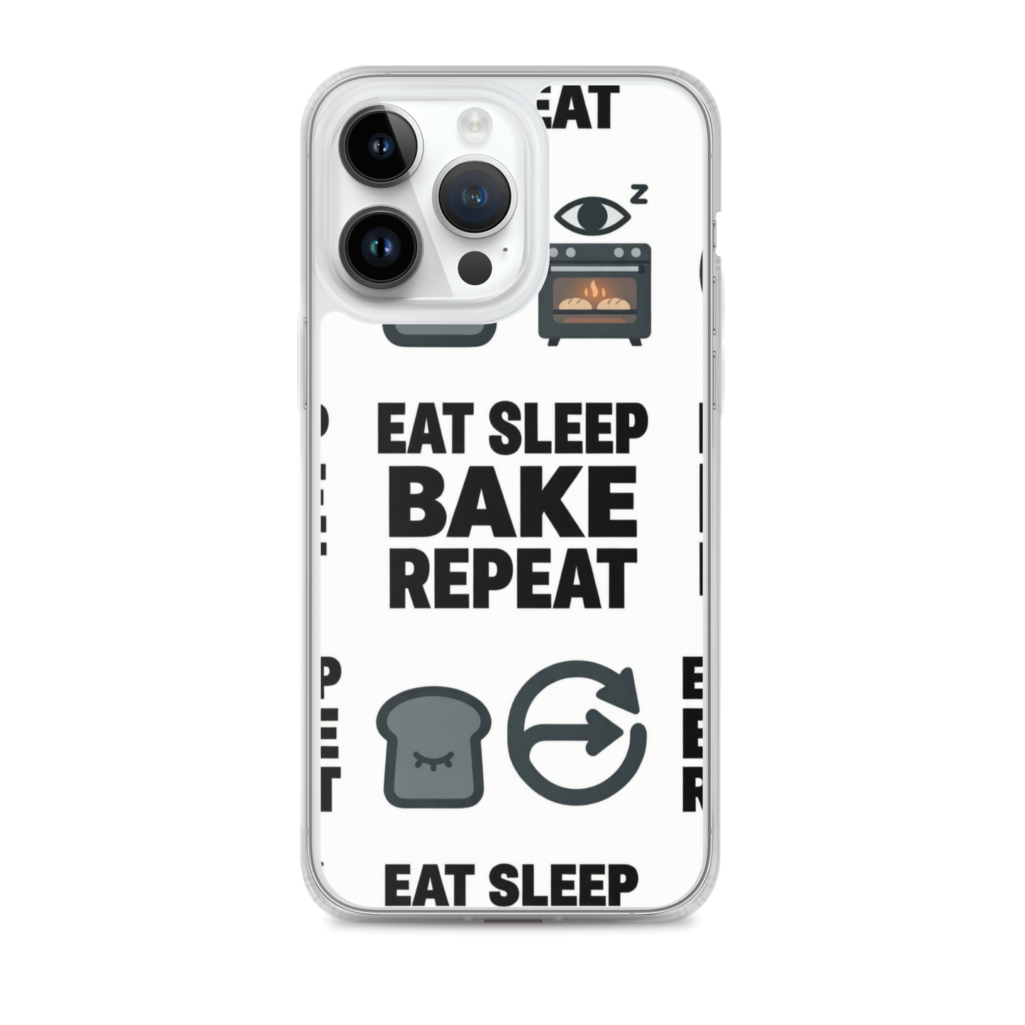 Eat Sleep Bake Repeat Clear Case for iPhone® iPhone 14 Pro Max Bags & Accessories > Phone Cases ZomaModa