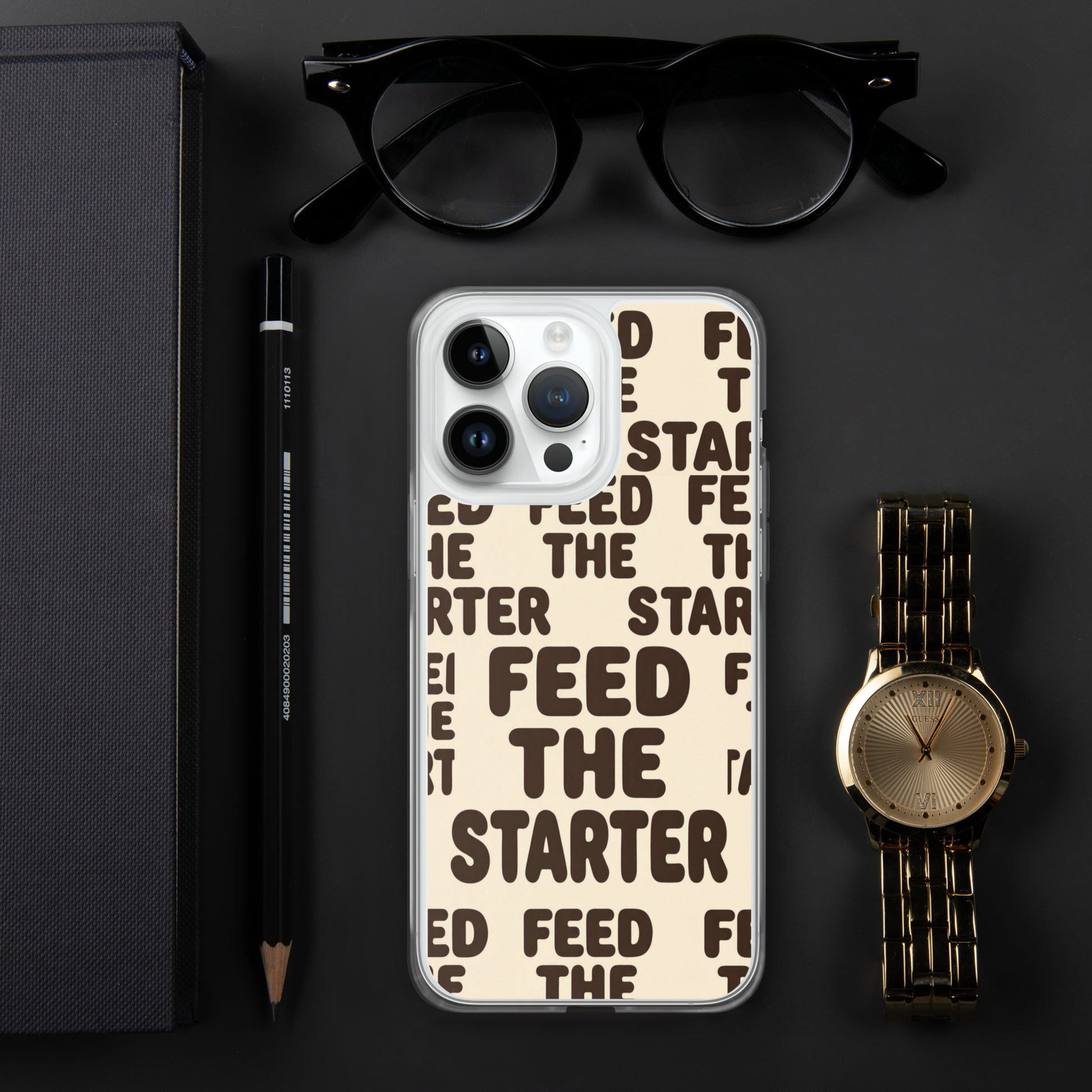 Feed the Starter Repeating Text Clear Case for iPhone® Bags & Accessories > Phone Cases ZomaModa