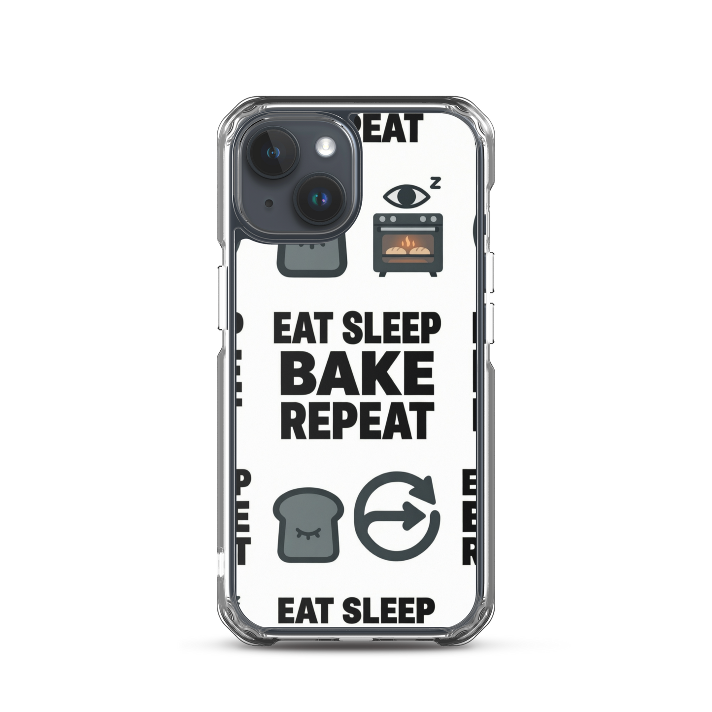 Eat Sleep Bake Repeat Clear Case for iPhone® iPhone 15 Bags & Accessories > Phone Cases ZomaModa