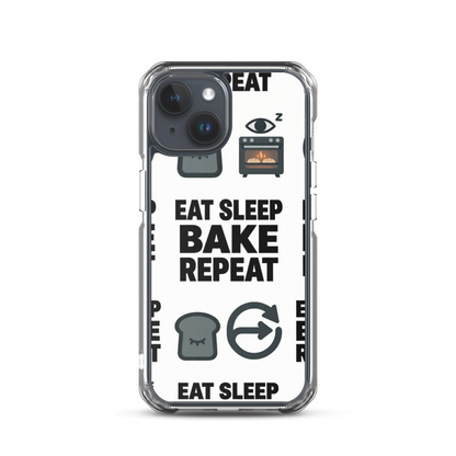 Eat Sleep Bake Repeat Clear Case for iPhone® iPhone 15 Bags & Accessories > Phone Cases ZomaModa