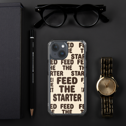 Feed the Starter Repeating Text Clear Case for iPhone® Bags & Accessories > Phone Cases ZomaModa