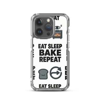 Eat Sleep Bake Repeat Clear Case for iPhone® iPhone 15 Pro Bags & Accessories > Phone Cases ZomaModa