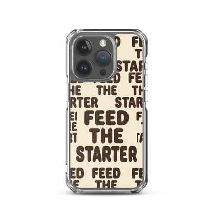 Feed the Starter Repeating Text Clear Case for iPhone® iPhone 15 Pro Bags & Accessories > Phone Cases ZomaModa
