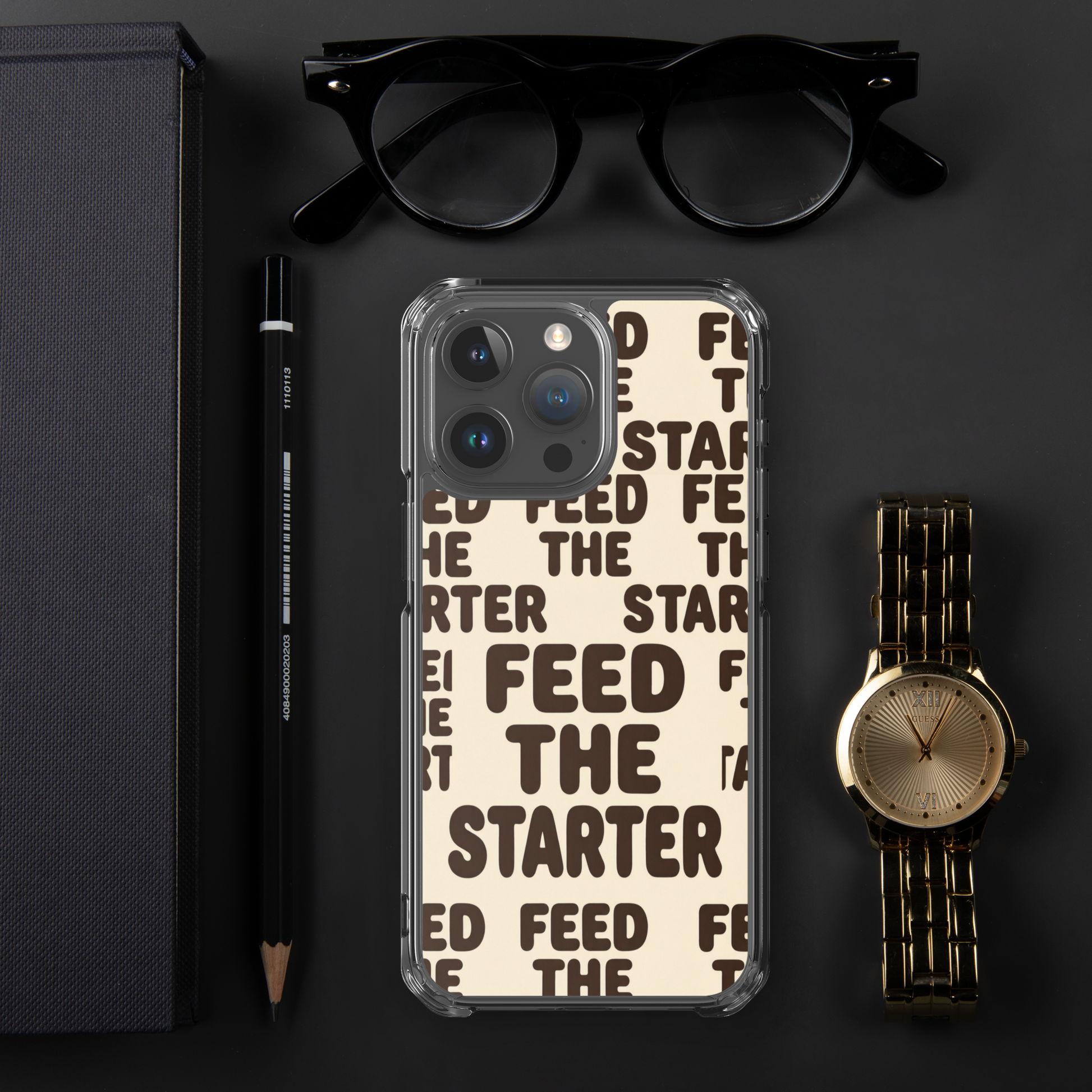 Feed the Starter Repeating Text Clear Case for iPhone® Bags & Accessories > Phone Cases ZomaModa
