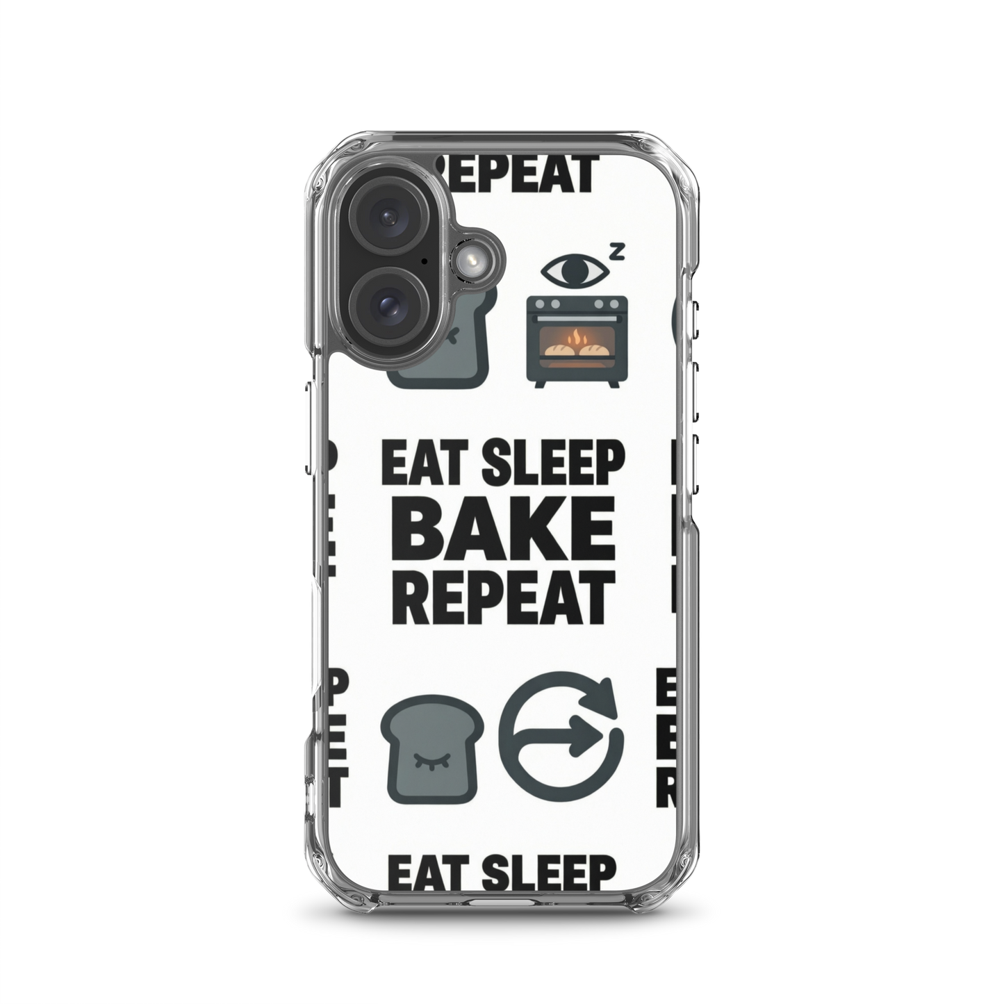 Eat Sleep Bake Repeat Clear Case for iPhone® iPhone 16 Bags & Accessories > Phone Cases ZomaModa