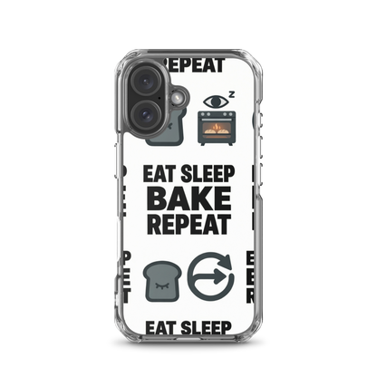 Eat Sleep Bake Repeat Clear Case for iPhone® iPhone 16 Bags & Accessories > Phone Cases ZomaModa