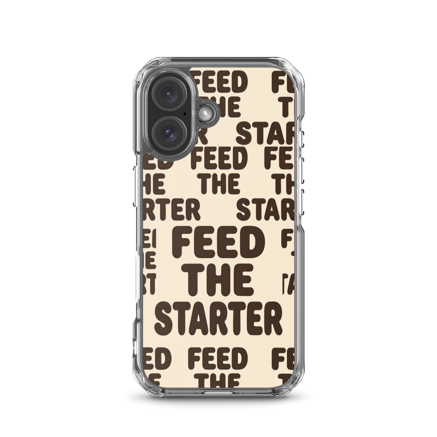 Feed the Starter Repeating Text Clear Case for iPhone® iPhone 16 Bags & Accessories > Phone Cases ZomaModa