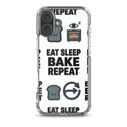 Eat Sleep Bake Repeat Clear Case for iPhone® iPhone 16 Plus Bags & Accessories > Phone Cases ZomaModa