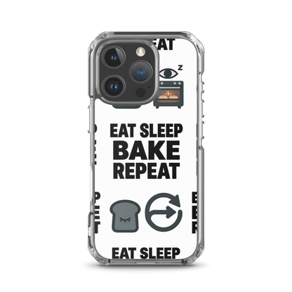 Eat Sleep Bake Repeat Clear Case for iPhone® iPhone 16 Pro Bags & Accessories > Phone Cases ZomaModa