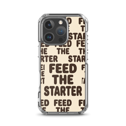 Feed the Starter Repeating Text Clear Case for iPhone® iPhone 16 Pro Bags & Accessories > Phone Cases ZomaModa