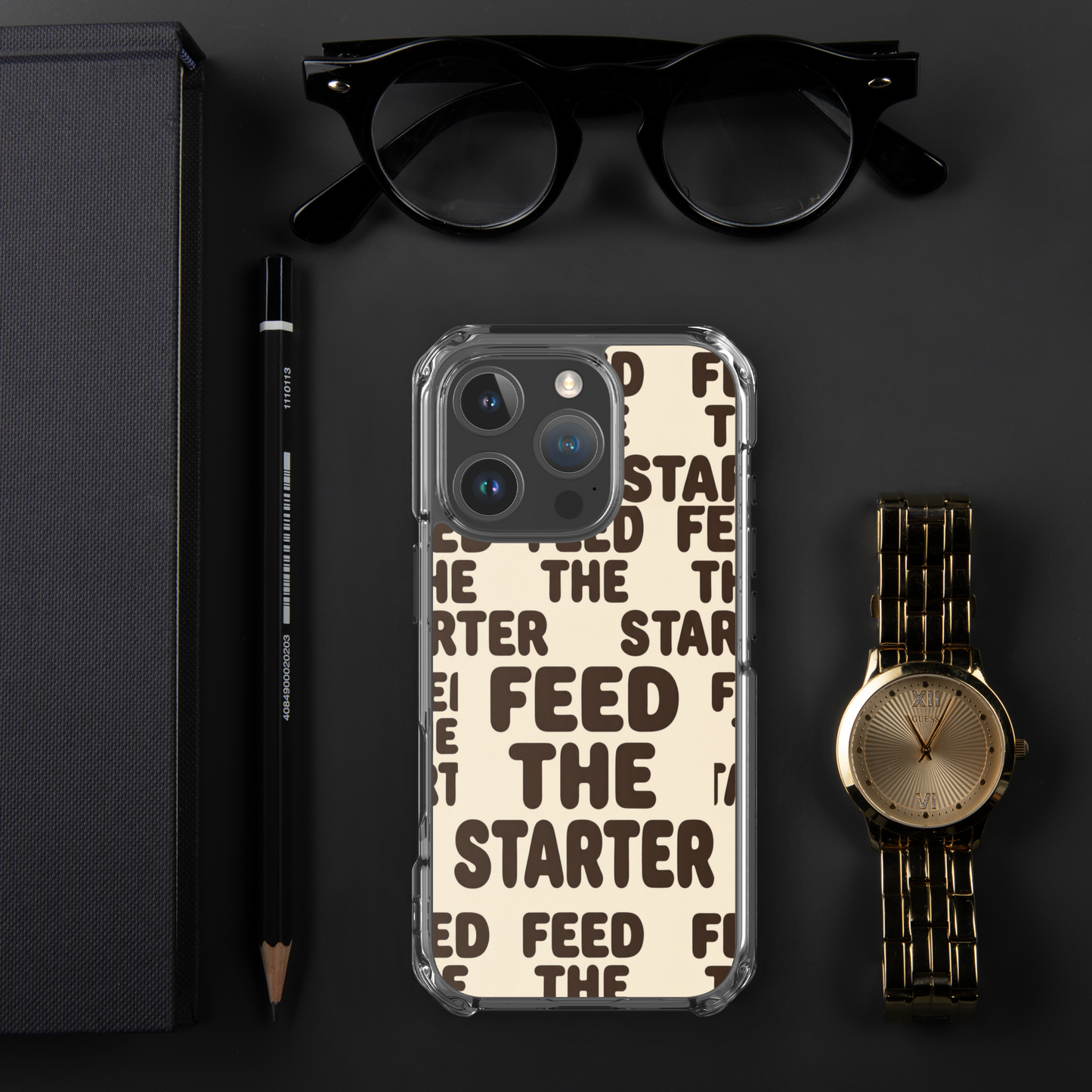 Feed the Starter Repeating Text Clear Case for iPhone® Bags & Accessories > Phone Cases ZomaModa