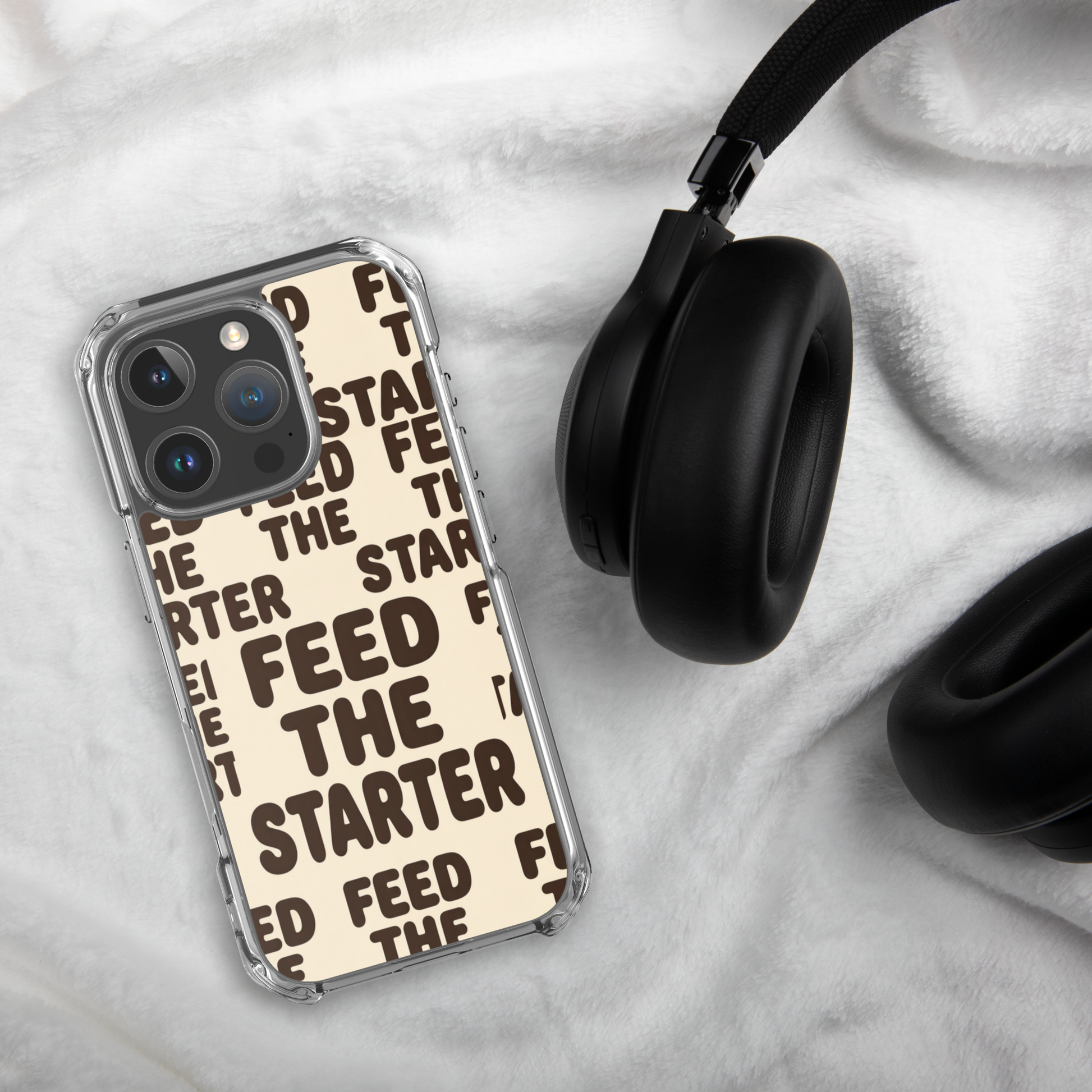 Feed the Starter Repeating Text Clear Case for iPhone® Bags & Accessories > Phone Cases ZomaModa