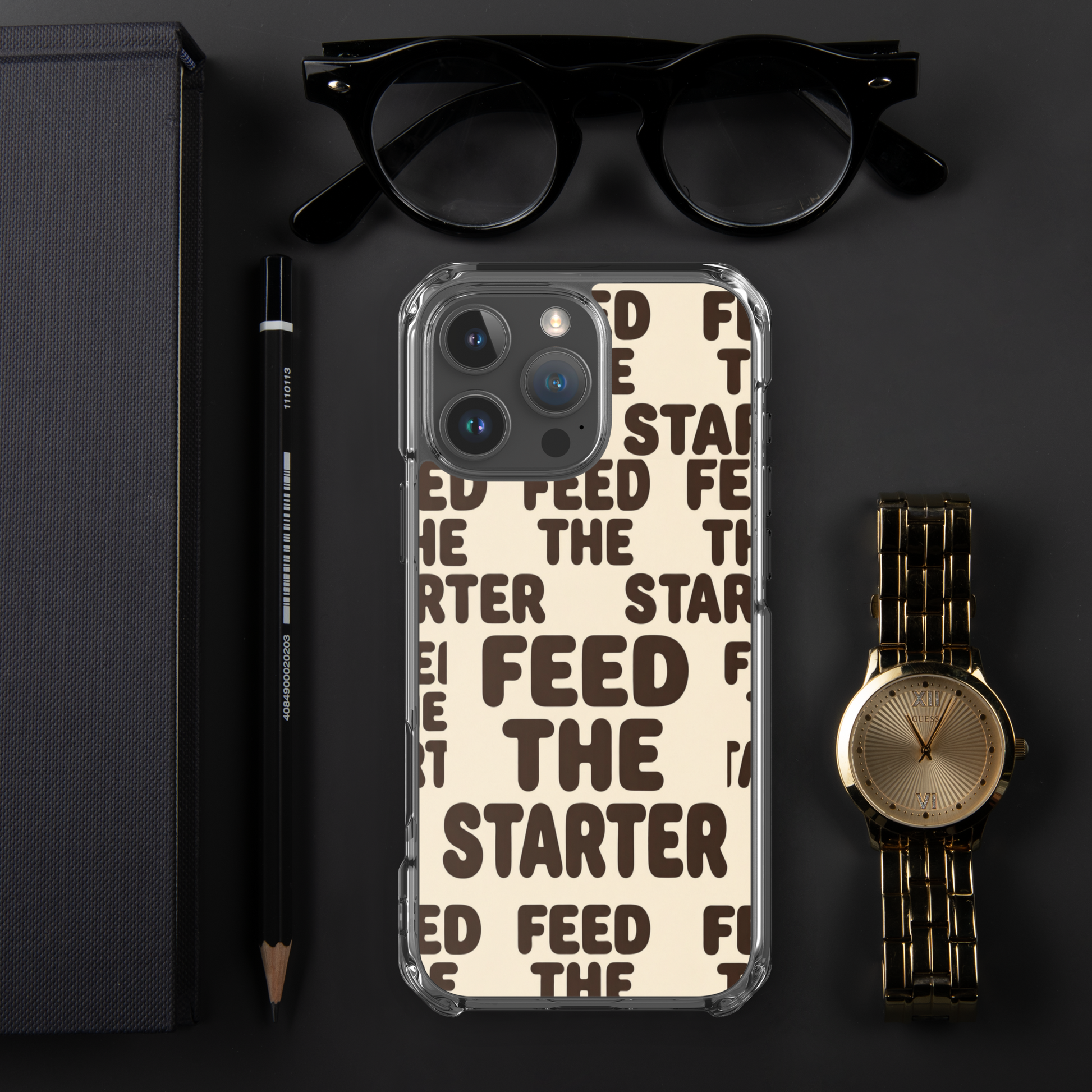 Feed the Starter Repeating Text Clear Case for iPhone® Bags & Accessories > Phone Cases ZomaModa