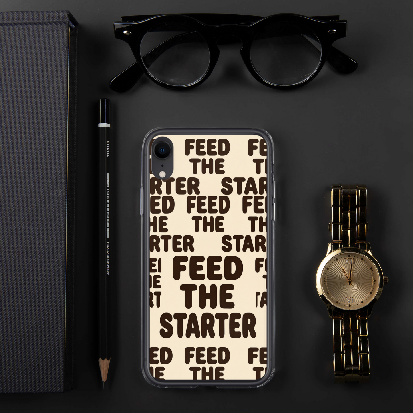 Feed the Starter Repeating Text Clear Case for iPhone® Bags & Accessories > Phone Cases ZomaModa