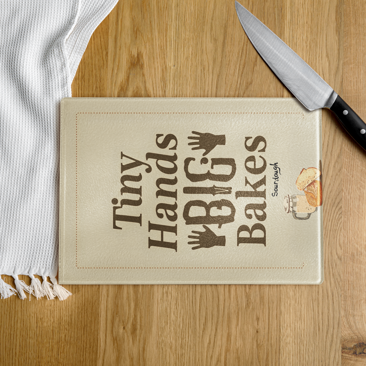 Tiny Hands, Big Bakes Glass Cutting Board Kitchen & Baking Gear > Cutting Boards ZomaModa