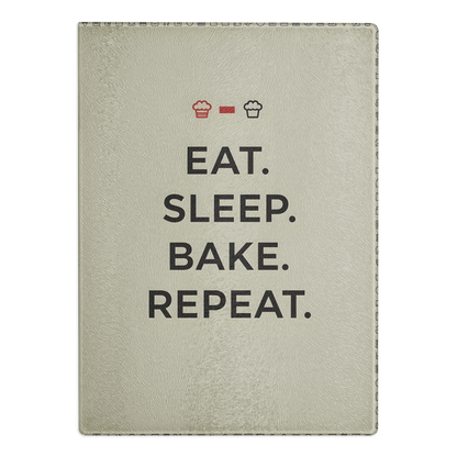 Eat, Sleep, Bake, Repeat Glass Cutting Board Default Title Kitchen & Baking Gear > Cutting Boards ZomaModa