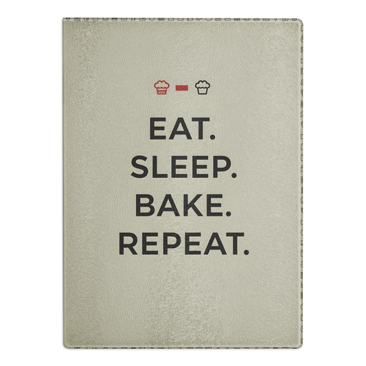 Eat, Sleep, Bake, Repeat Glass Cutting Board Default Title Kitchen & Baking Gear > Cutting Boards ZomaModa