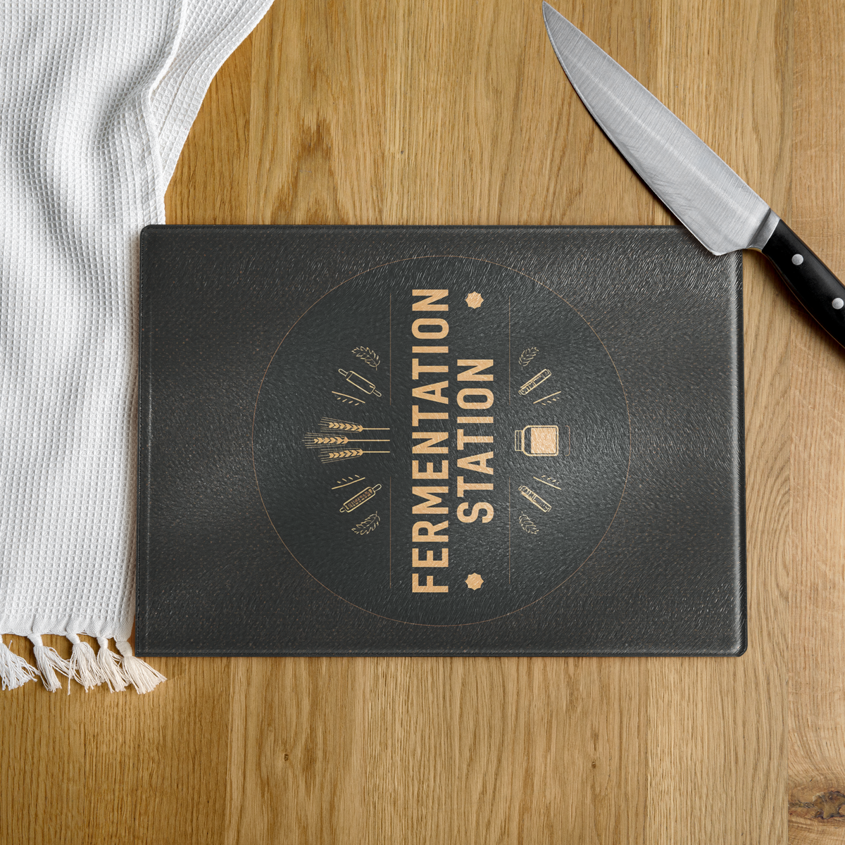Fermentation Station Glass Cutting Board Kitchen & Baking Gear > Cutting Boards ZomaModa