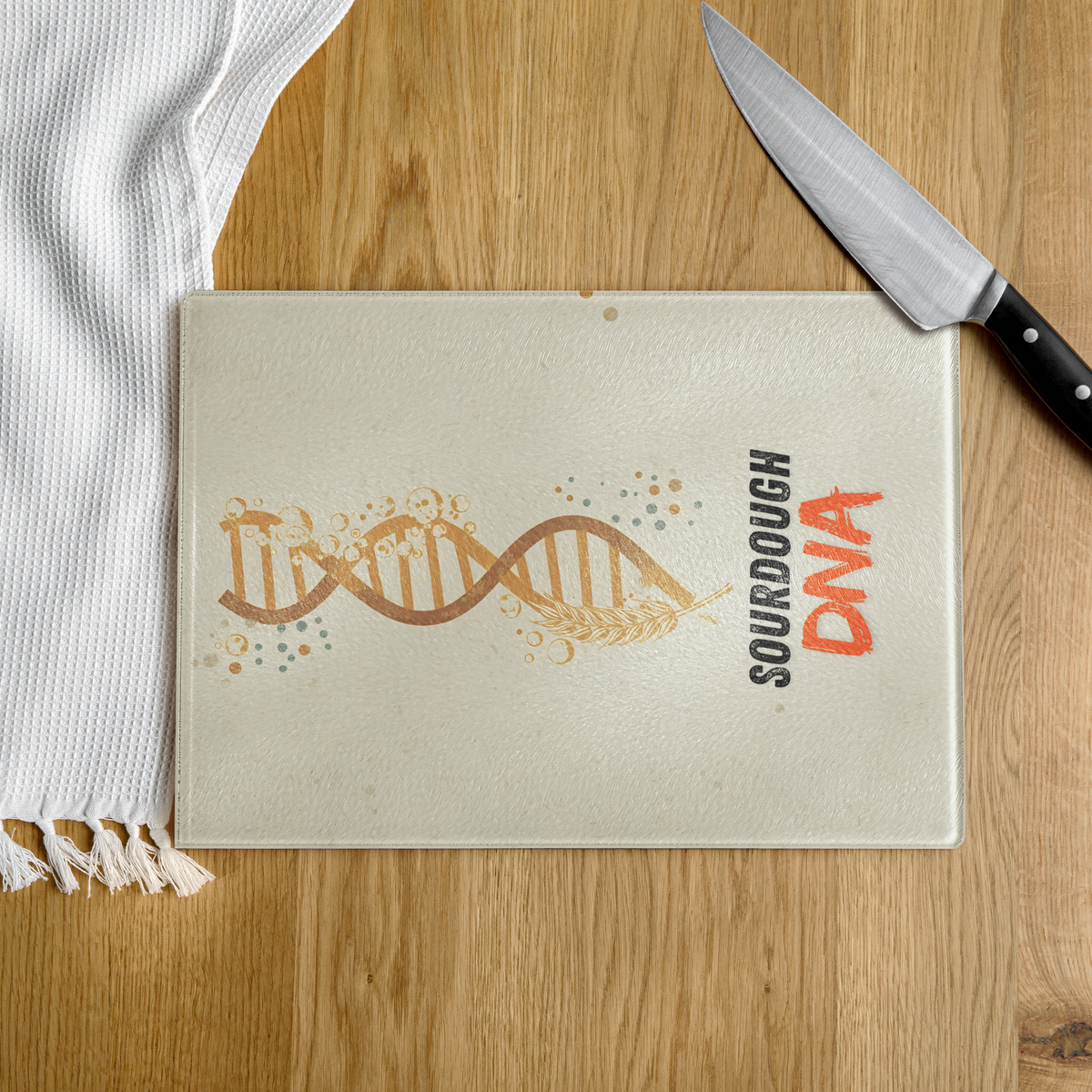 Sourdough DNA Glass Cutting Board Kitchen & Baking Gear > Cutting Boards ZomaModa